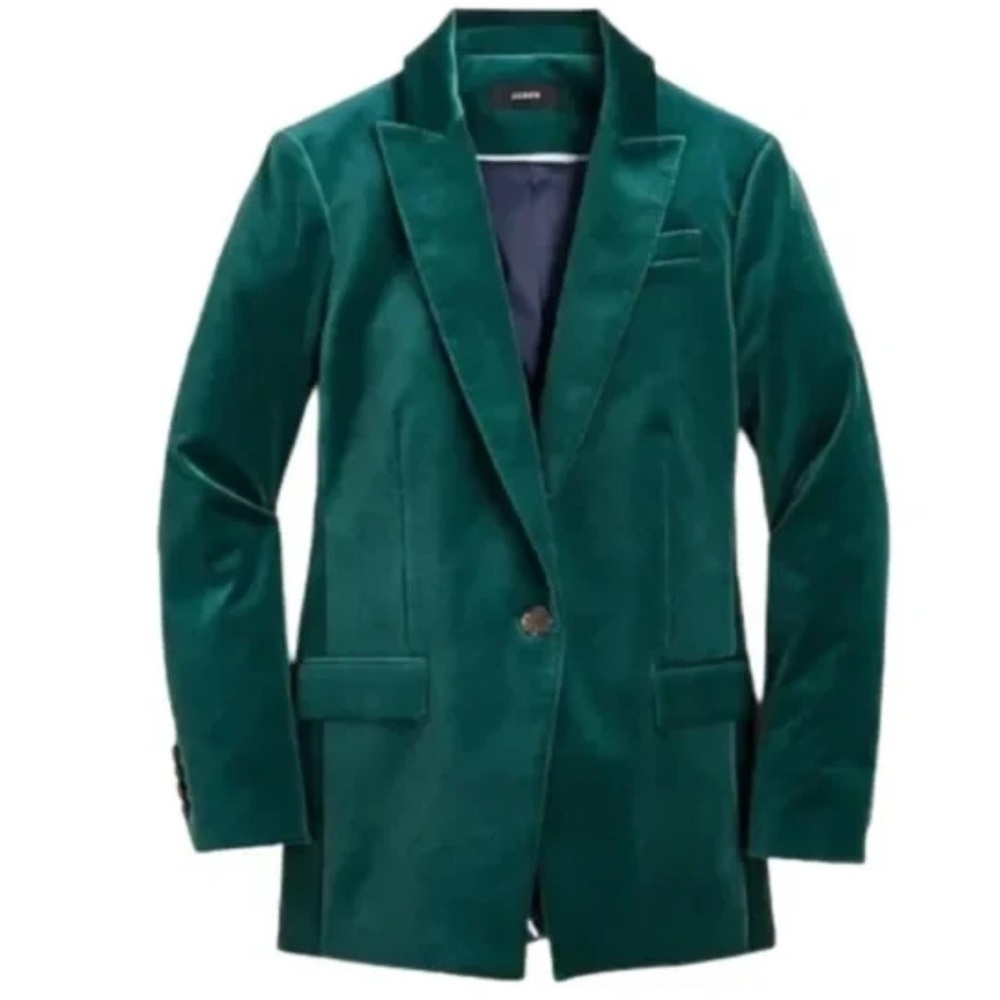 J Crew Willa Velvet Blazer in forest green size 12 NEW with tags